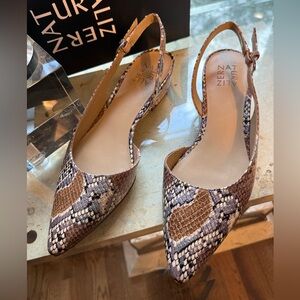 Naturalizer Snake Print Slingback Flats Pointed Toe Low Heel Women’s 8.5 Elegant
